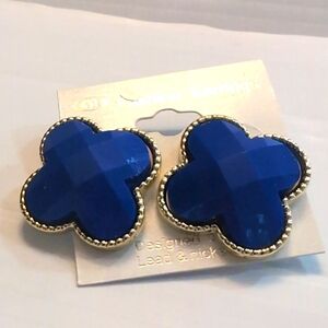 NEW | Clover Stud Earrings Blue Gold